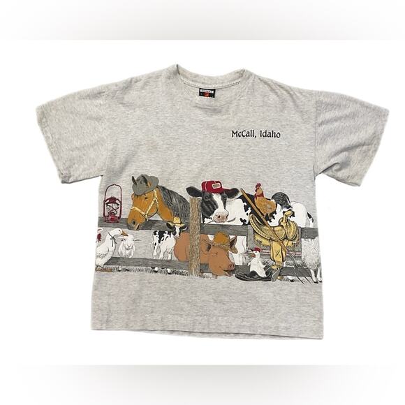Vintage 90s Signal Farm Animal Graphic T-Shirt - Picture 1 of 6